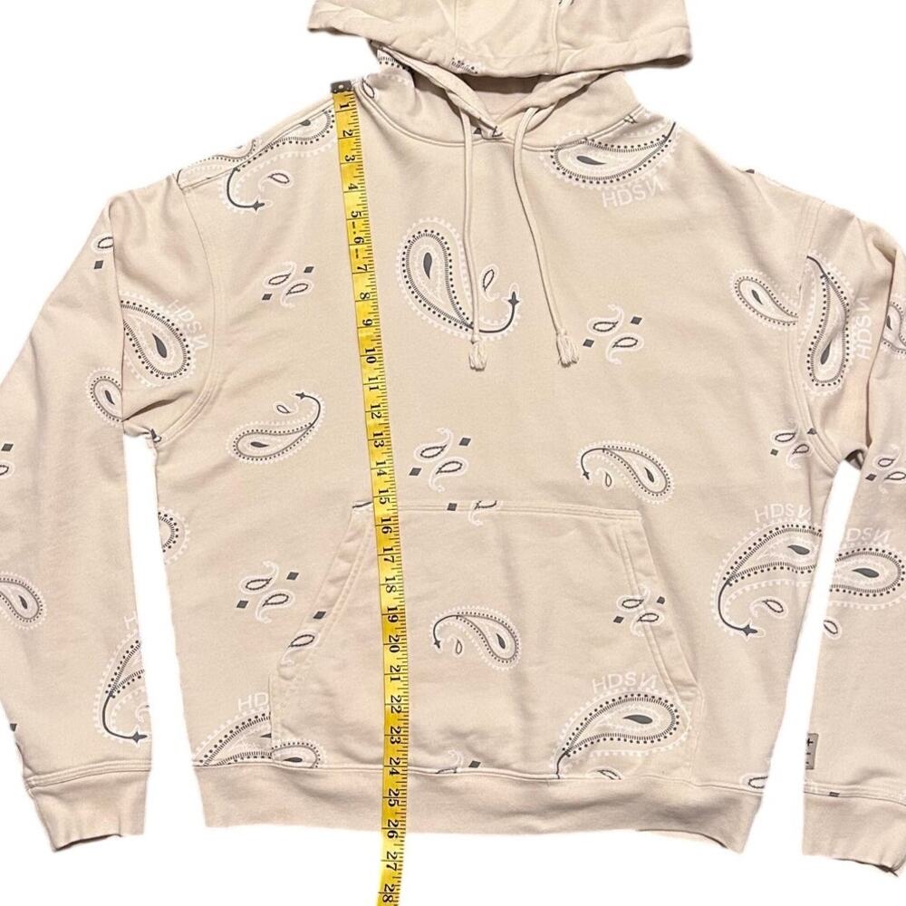 Hudson Jeans Men’s Paisley Pullover Hoodie – Beige / Cream Size Medium - Picture 9 of 9